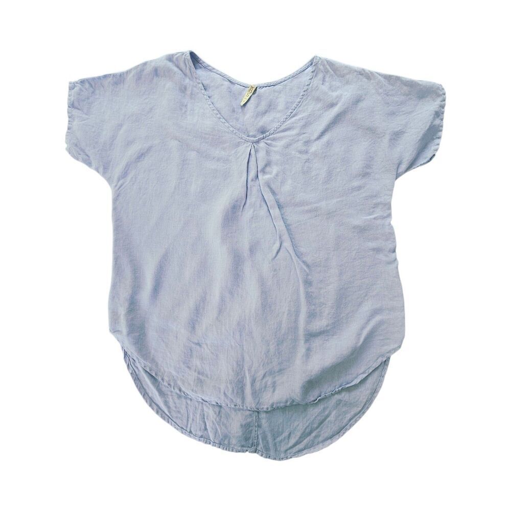 XCVI  Womens S Pastel Purple Lilac Linen Tunic Blouse Lagenlook Minimalistic